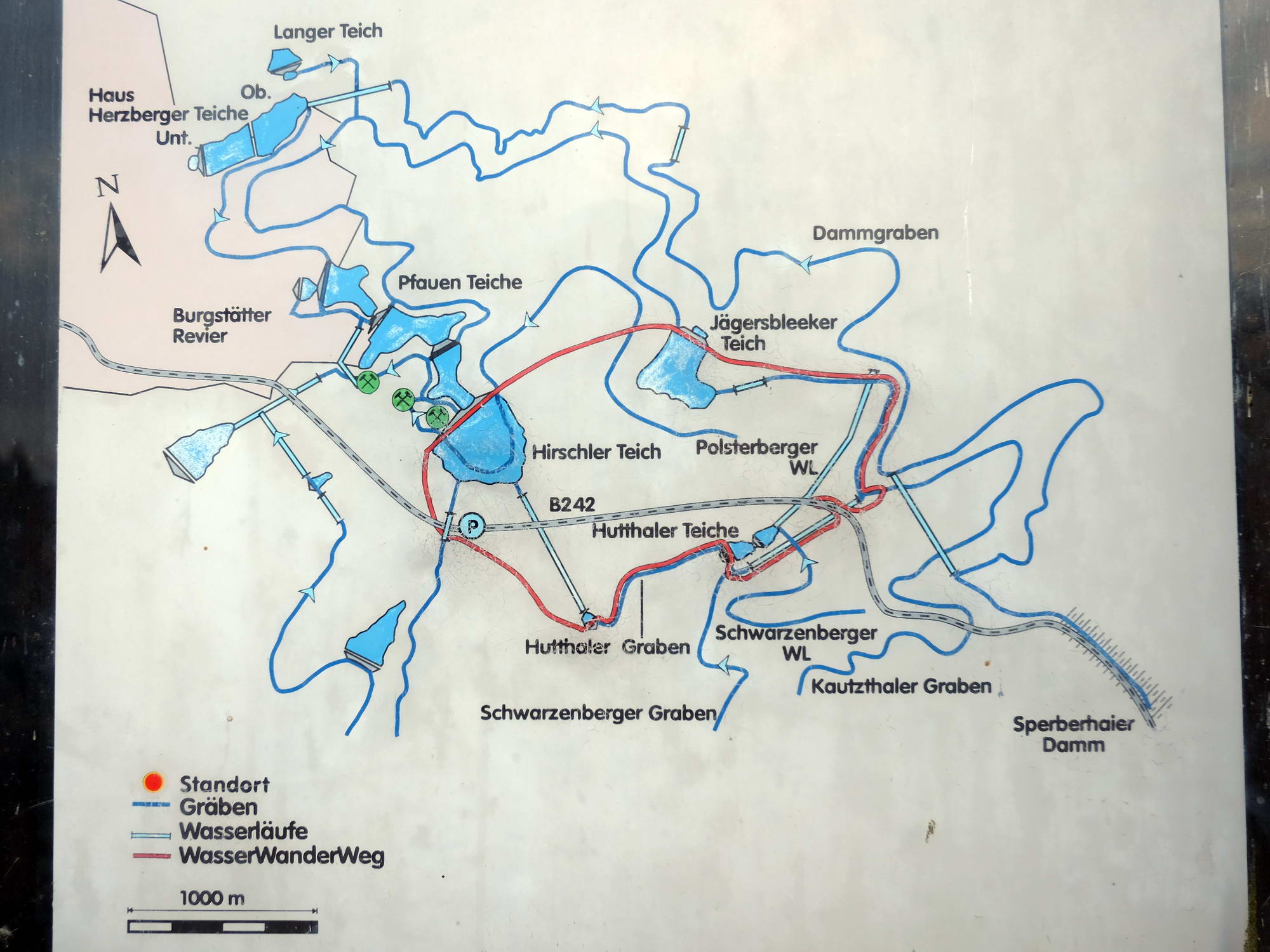 Übersichtskarte zu Weg und Wassersystem